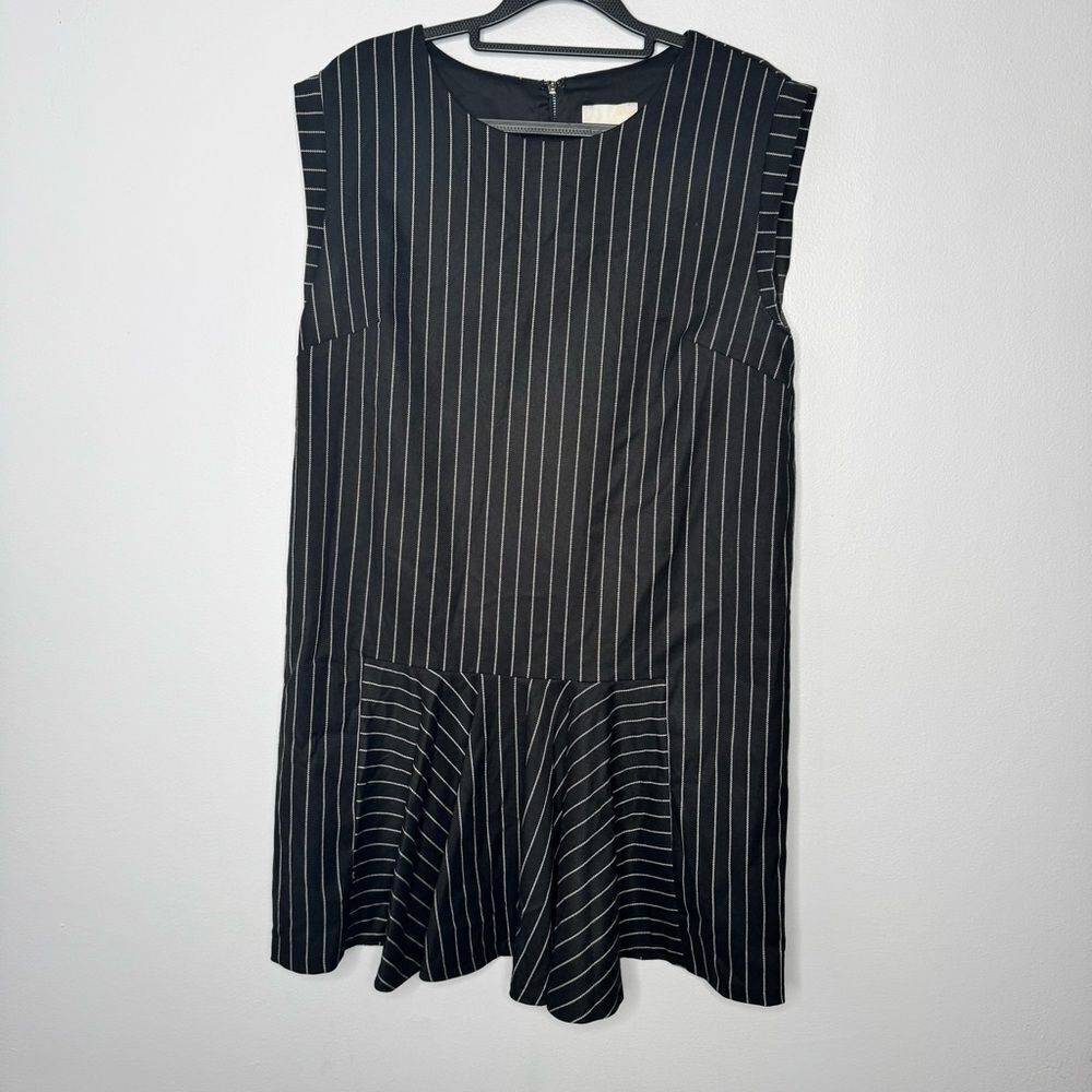 Line & Dot black and white pinstripe drop waist dress size large - Picture 1 of 6
